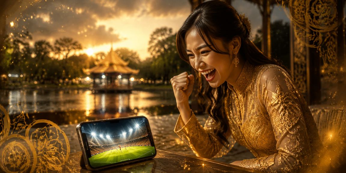 Pemain wanita Malaysia menikmati kasino mudah alih 90000 dengan pakaian kebaya